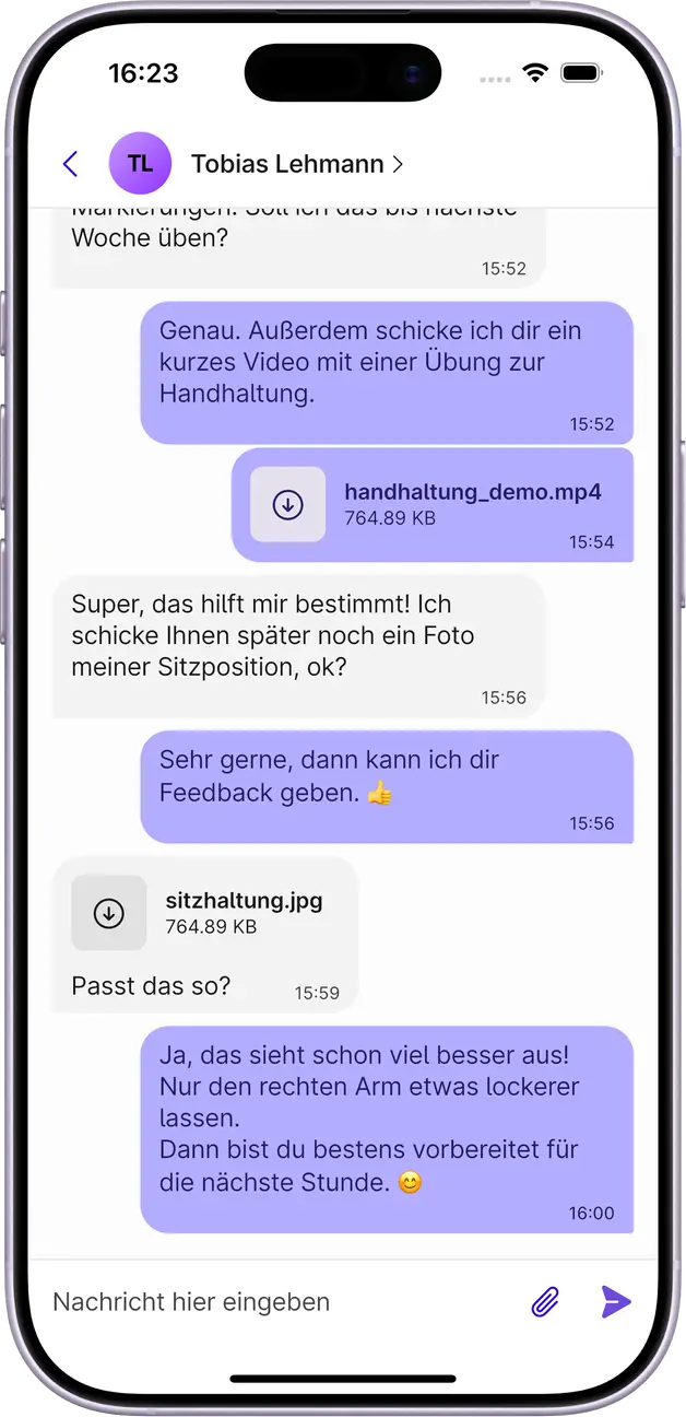 Screenshot des Chat Contents in der Appella App.