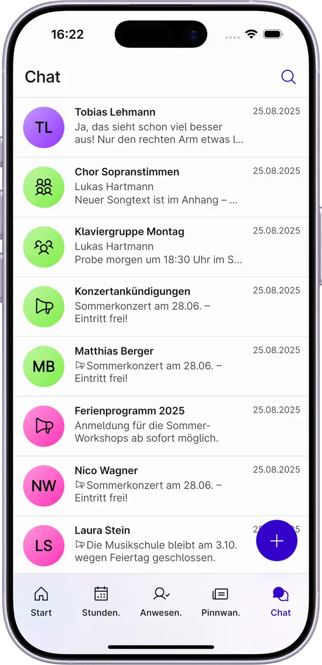 Screenshot des Chats in der Appella App.