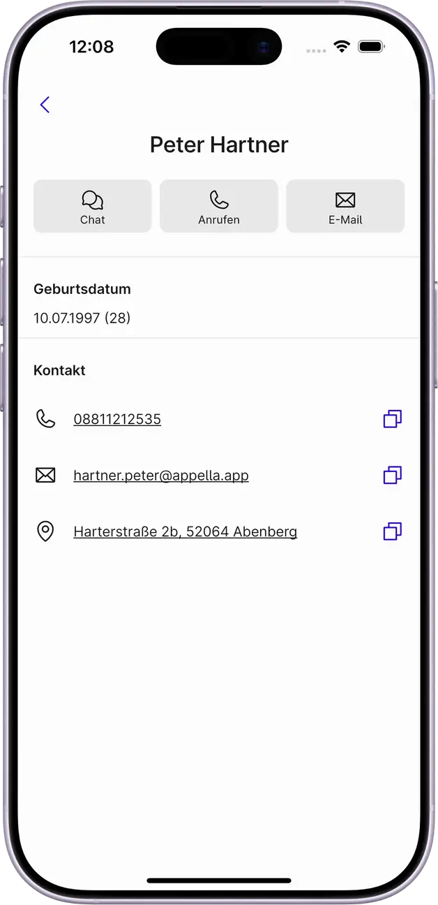 Screenshot einer Schülerinformation in der Appella App.